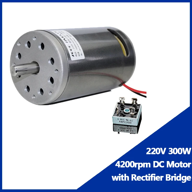 220V 300W 4200rpm DC Motor High Speed CW CCW Rotation Bearing with Fan and Rectifier Bridge