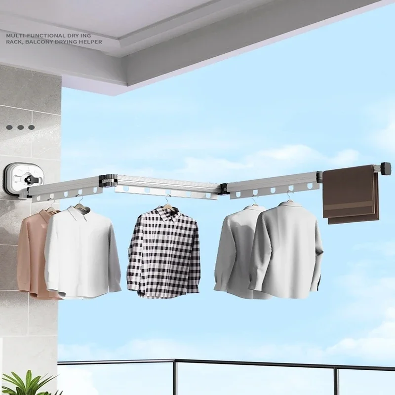 Wall-Mounted Folding Clothes Drying Rack Punch-Free Installation Space-Saving Laundry Solution for Bedroom and Living Room