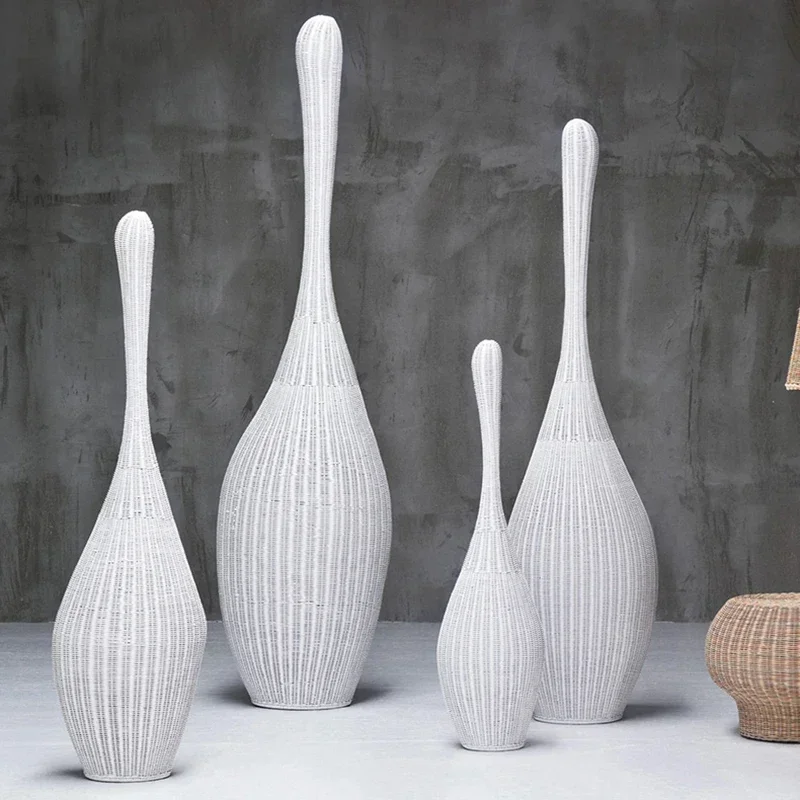 

Floor Lamp Creative Vintage Rattan Standing Lamp for Living Room Bedroom Homestay Teahouse Lamps