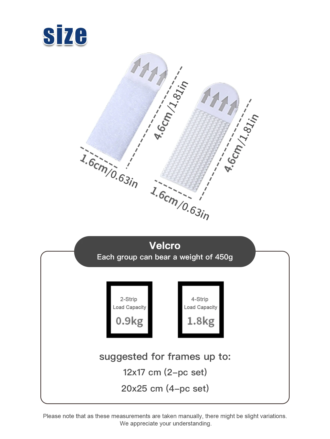 4/20 قطعة شرائط لاصقة بخطاف وحلقة قابلة لإعادة الاستخدام شديدة التحمل قابلة للإزالة لتركيب الحائط بدون بقايا لطريق إطار الصورة