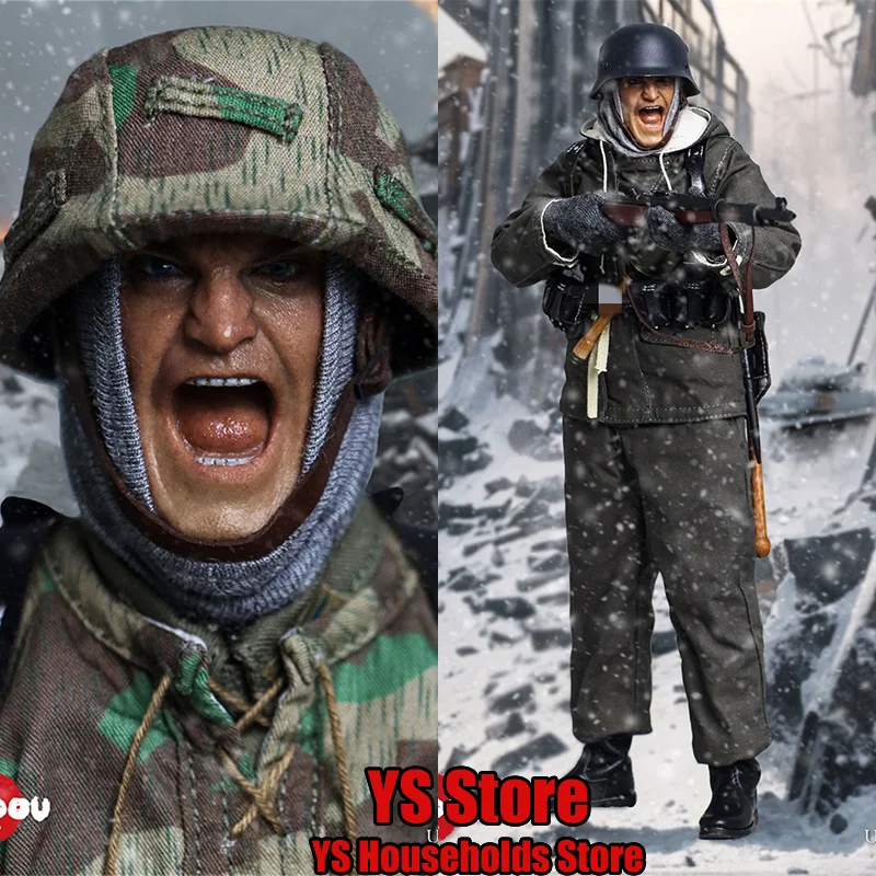 

Stock UJINDOU UD9041 1/6 Kharkov 1943 WWII Camfoulage Cloth Roar Head Sculpt Design 12" Movable Man Action Figure Collection