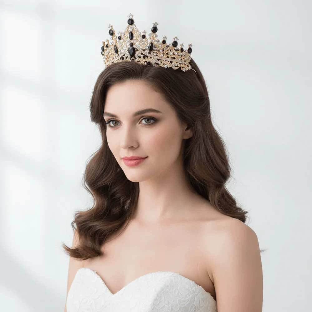 Exquisite Sparkling Baroque Crystal Crown Gorgeous Elegant Baroque Queen Tiaras Vintage Shiny Rhinestone Tiara Party Prom