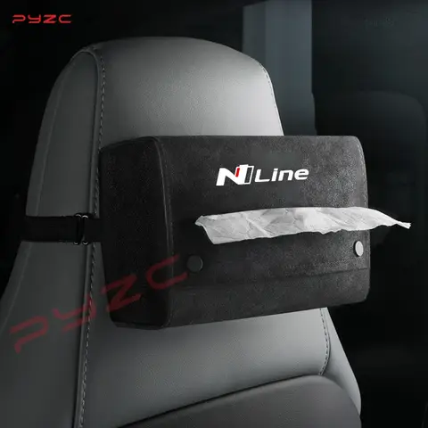 현대 N LINE i20 i30 스웨이드 자동차 티슈 박스 커버, 냅킨 종이 보관함, 자동차 인테리어 액세서리