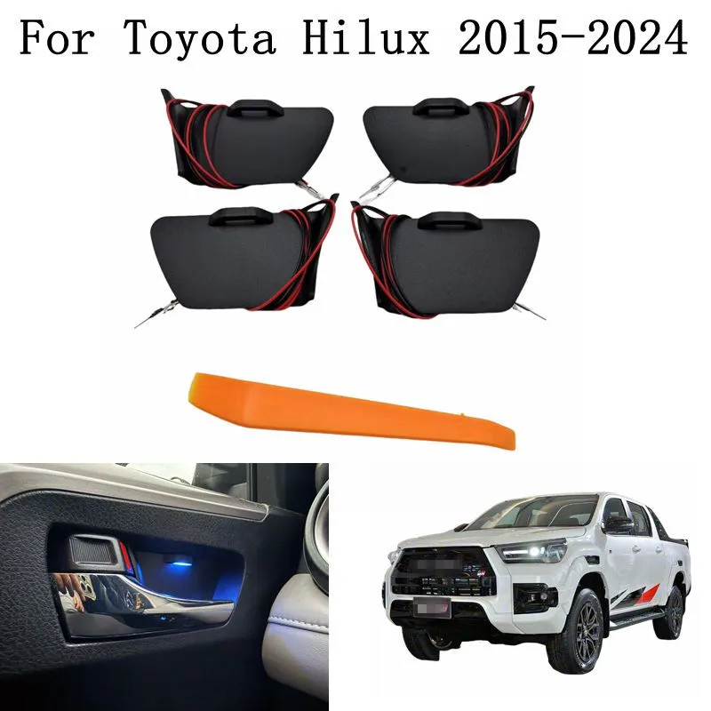 For Toyota Hilux Revo N80 2015-2024 Car LED Door Bowl Armrest Atmosphere Light Interior Lights Bowl Handle Frame
