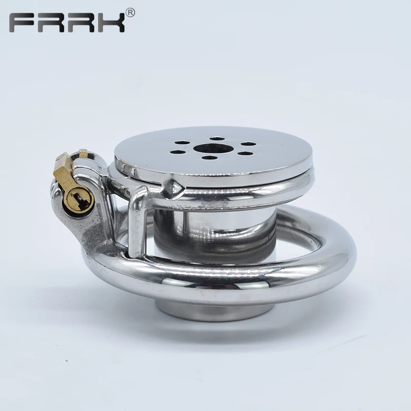 

FRRK Inverted Plugged Cylinder Chastity Cage with Bondage Belt for Couple Stainless Steel Cock Penis Rings Adults Sex Toys Shop