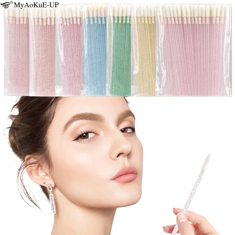 Brosse à lèvres jetable, bâton de cristal, pinceaux de maquillage, baguettes de rouge à lèvres, microbrosse, applicateur de brillant à lèvres, outils de maquillage propres, 50 pièces