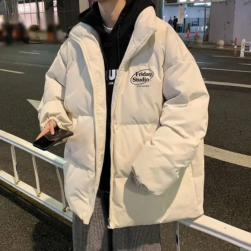

Winter Coats Men Long Sleeve Puffer Jackets Cotton Jacket Parkas Warm Casual Loose Stand Collar Bakery Snowsuit High-quality