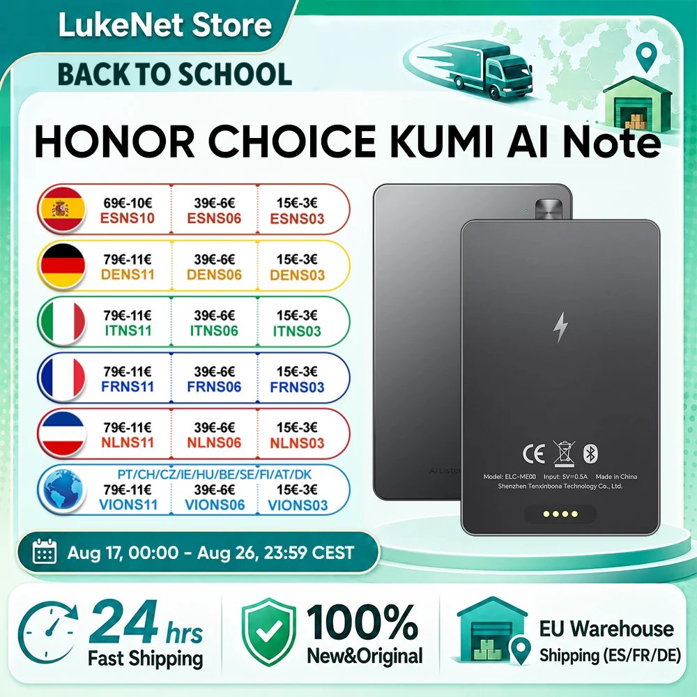 Grabadora Ultrafina HONOR CHOICE KUMI AI Note, Grabación de 24 Horas, Transcripción por IA para Más de 130 Idiomas, Compatible con HONOR Magic/600 Series, para iPhone y SAMSUNG