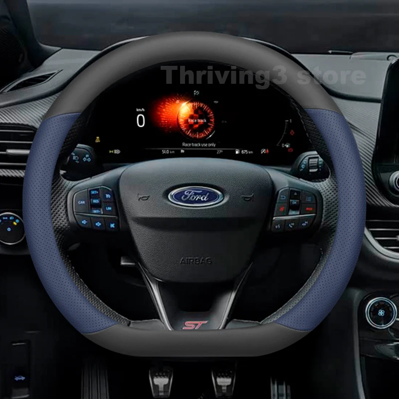 

Leather Car Steering Wheel Cover For Ford PUMA ST-Line 2019-2021 Covers For Covers Auto Steering Wheel Ford PUMA Accessories