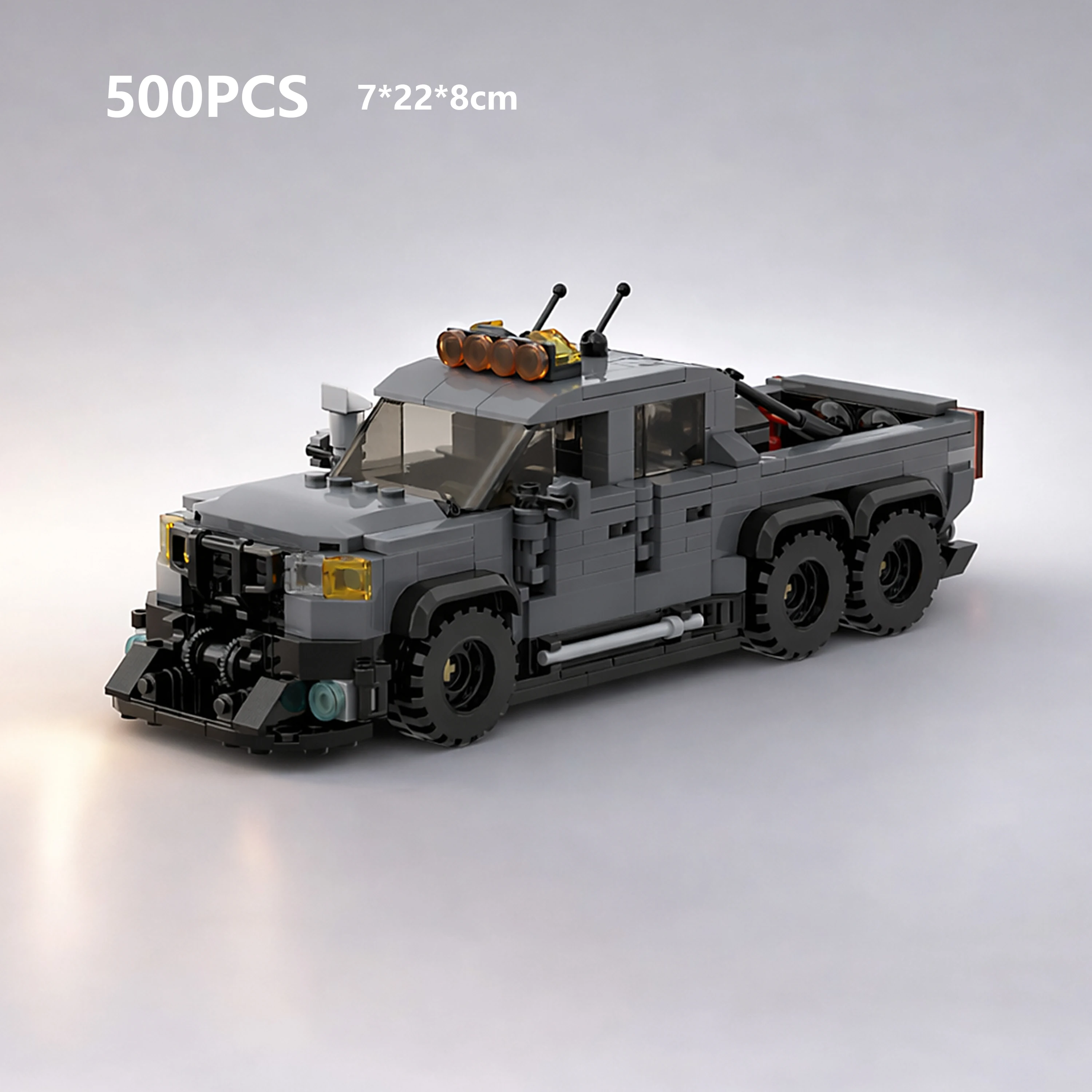 

Конструктор MOC 6x6 Внедорожный пикап, 500 деталей, 8-штырьковые широкие мелкие кирпичики, модель для сборки, игрушка-подарок