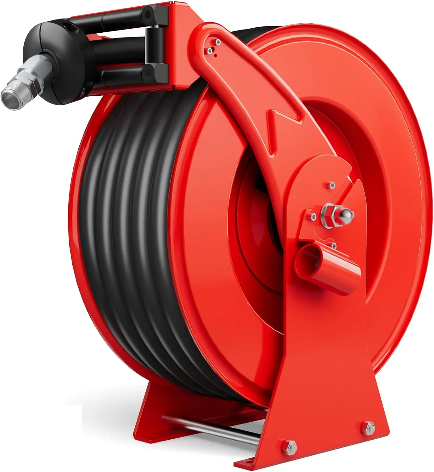 Fuel Hose Reel - 3/4 Inch X 50Ft Extra Long Spring Driven Auto Swivel Rewind Retractable Diesel Hose Reel, 300 Psi Industrial