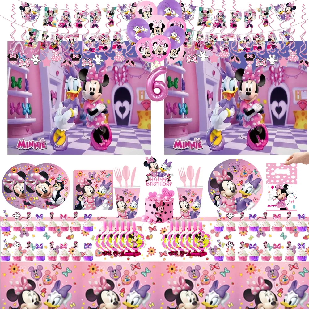 

Donald Duck Party Decoration Minnie Mouse Birthday Decoration Balloons Disposable Tableware Tablecloth Background Baby Shower