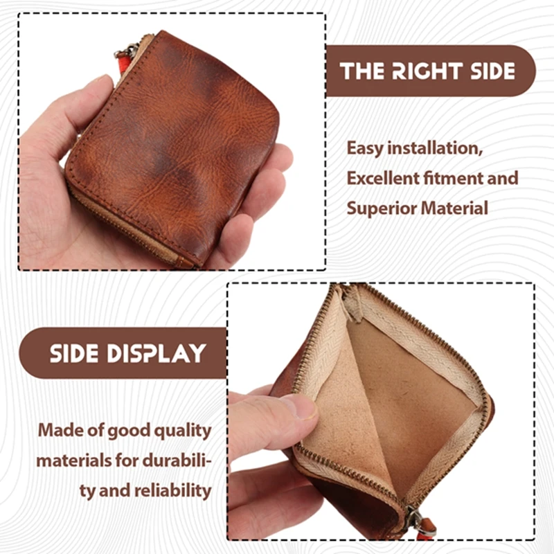 

Leather Coin Purse,for Women&Men Vintage Handmade Wallet,Mini Card Holder Bag,Zipper Purses-A51M