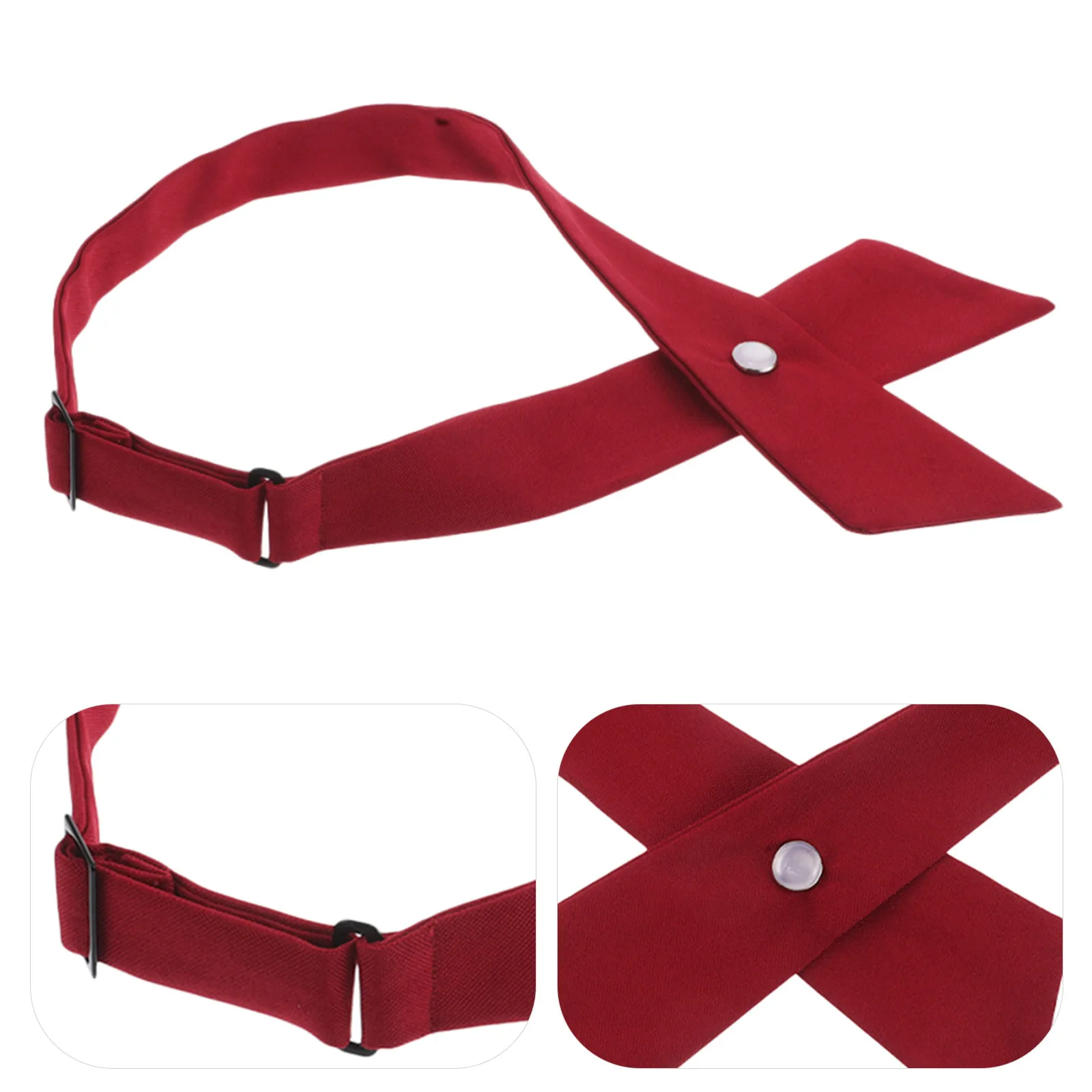 6Pcs Formal Neck Bowtie Professional Criss Cross Adjustable Pre-Tied Bow Tie Unisex School Graduation Red Necktie Accessories
