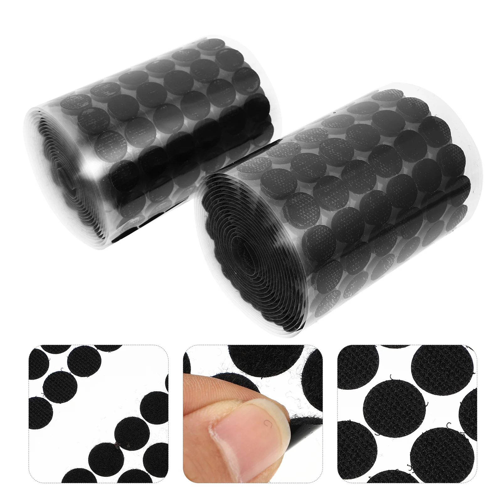 1000 Pairs Electric Tape Black Adhesive Double Sided Hook Loop Dots Nylon