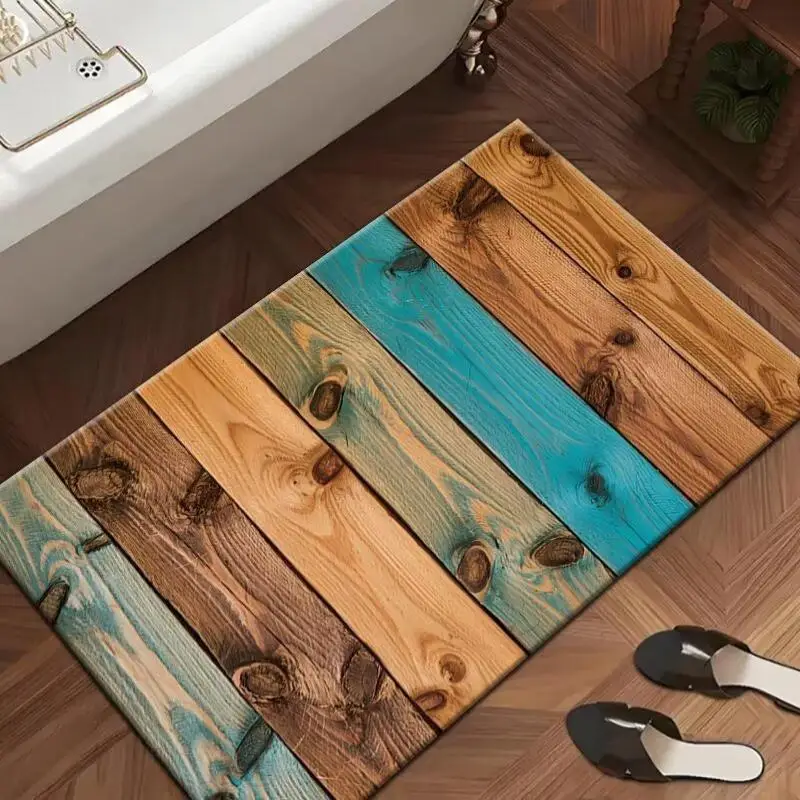 

Vintage Reclaimed Wood Diatomite Bath Mat Super Absorbent Quick-Dry Non-slip for Bathroom Floor