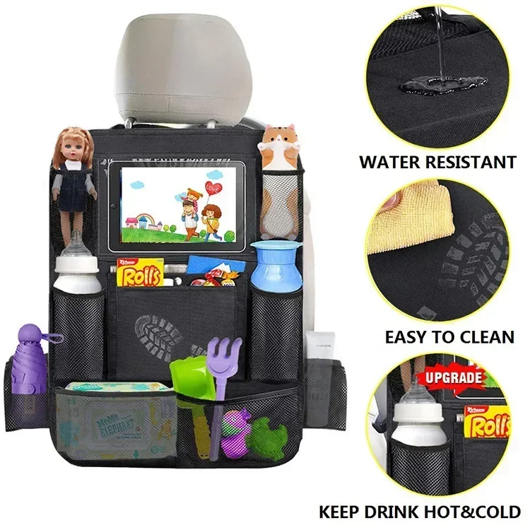 Car Backseat Organizers for Kids, Car Organizer Mat Car Seat Back Protectors, Multiple Storage Pockets for Toys Drink Tissue