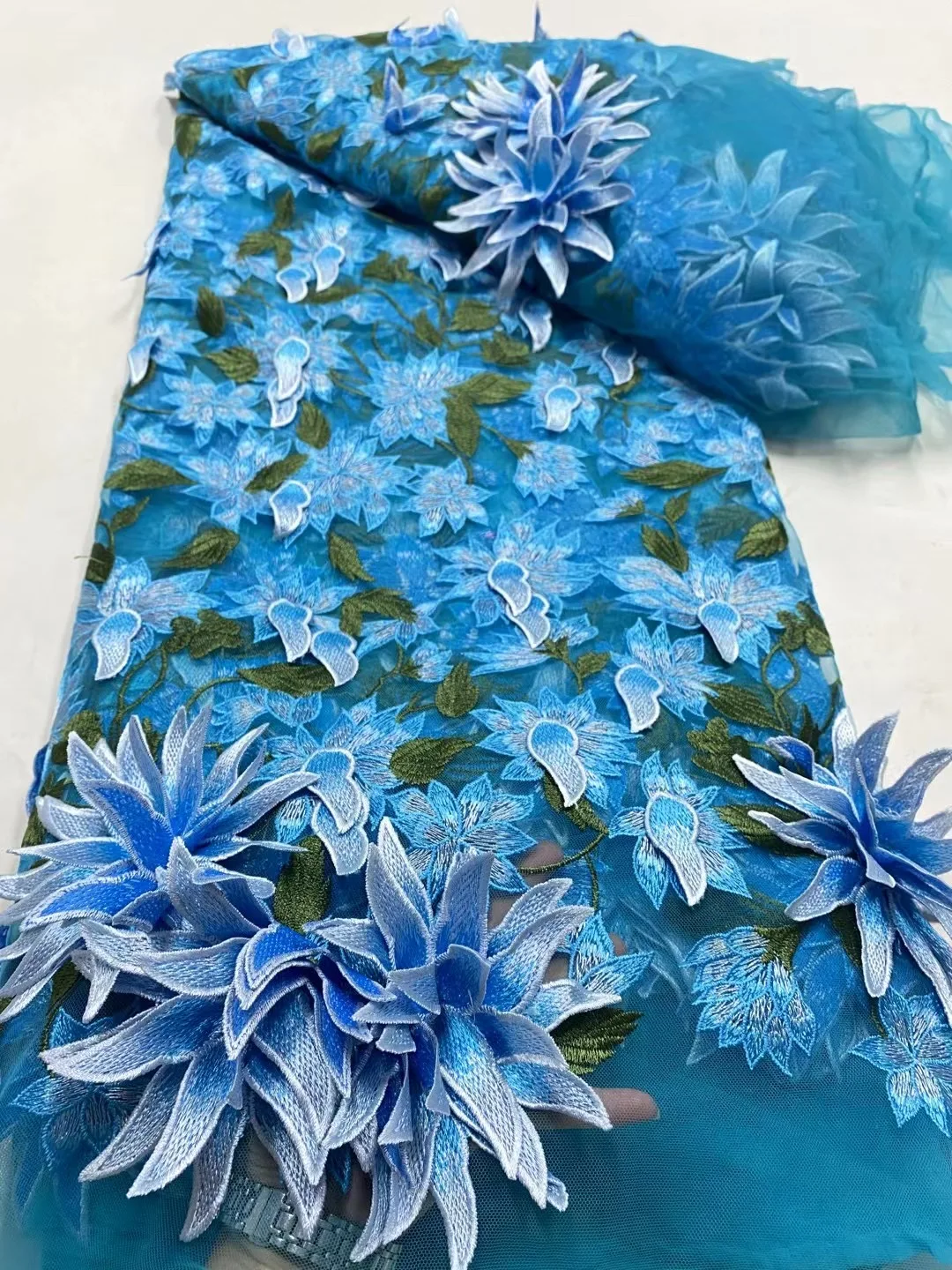 

Африканская кружевная ткань с 3D цветами, 2022, высокое качество, французская сетчатая кружевная ткань, нигерийская кружевная ткань с блестками для свадебного платья ND6217