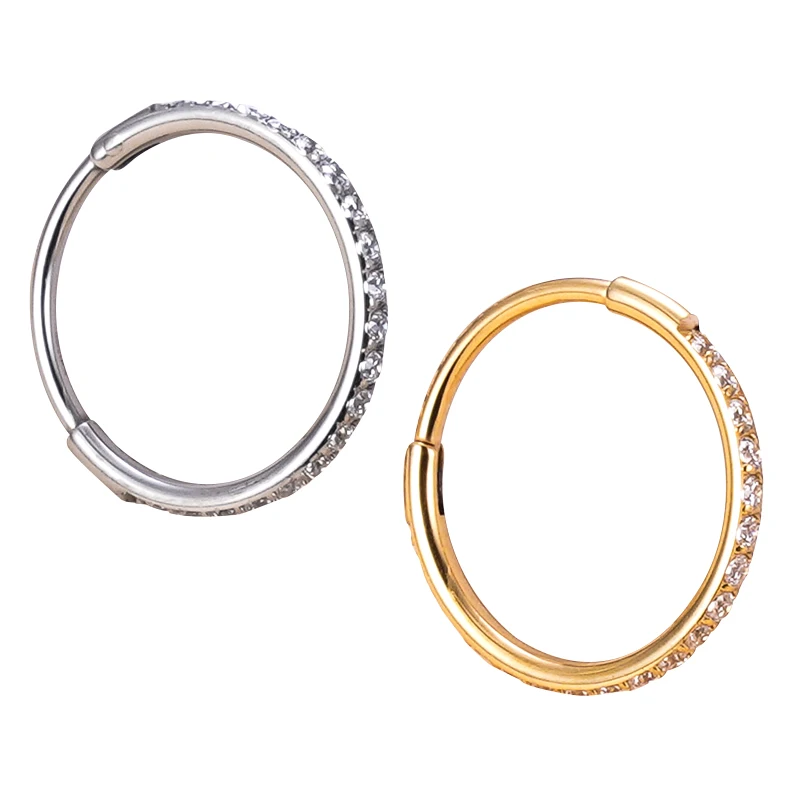 

ASTM F136 Titanium PIERC Hinged Segment Hoop CZ Septum Nose Ring Nipple Clicker Tragus Labret Lip Earring Piercing Body Jewelry