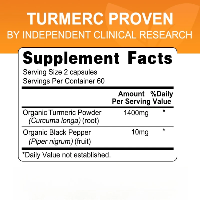 

Turmeric Curcumin Capsules, with Black Pepper, Promote Bone Growth, Supports Joint Health, Antioxidant and Digestive Health