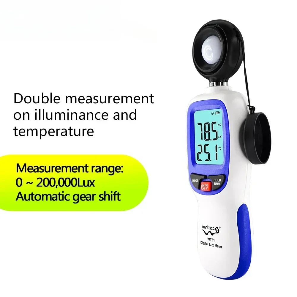 WT81 Professional Digital Illuminometer Accuracy  0-20000 Lux Luxmeter Data Hold Light Intensity Temperature Meter Illuminator