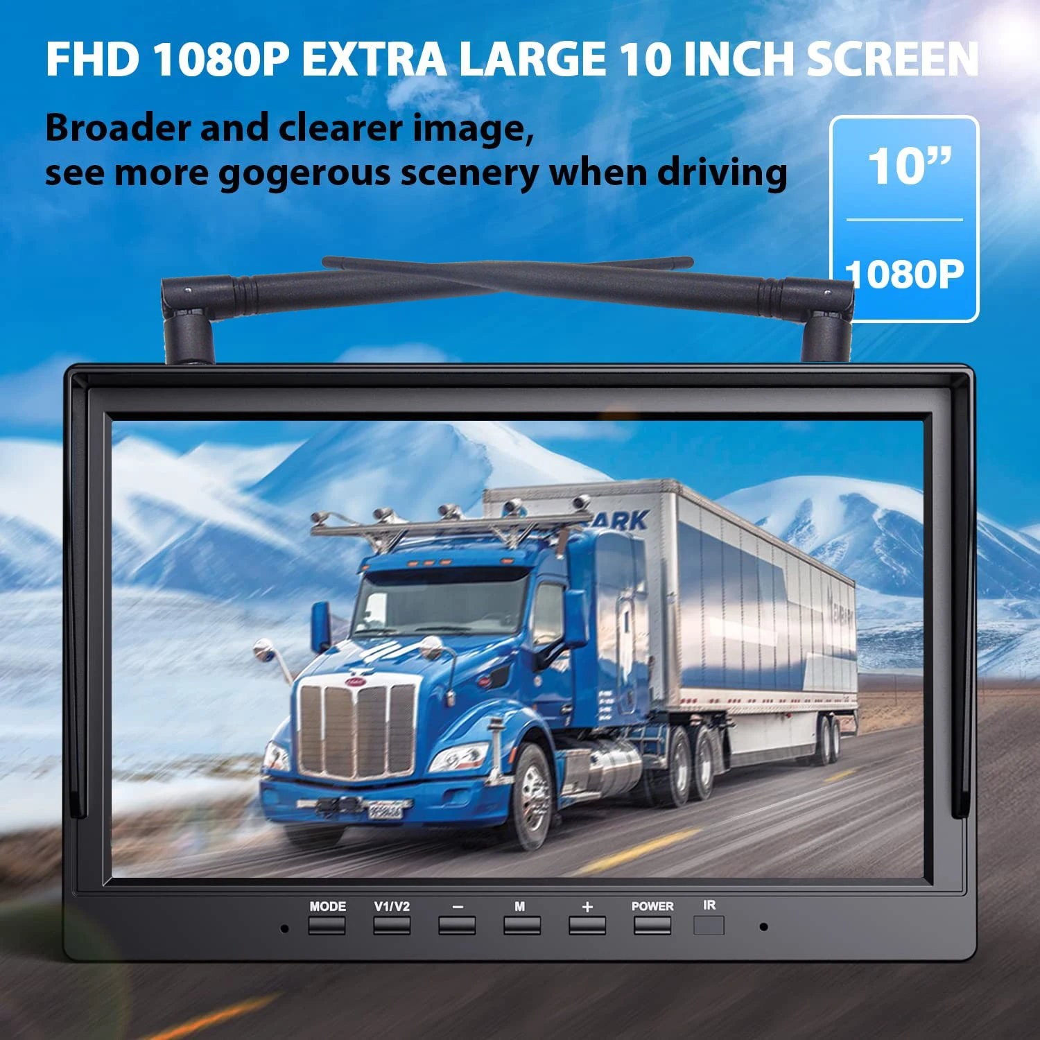 Iposter 10.1 Inch Draadloze Quad Monitor Achteruitrijcamera 50-100M Voor Vrachtwagen Bus Auto