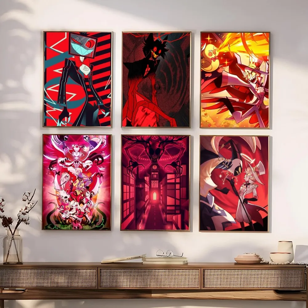 H-Hazbin Hotels Cartoon Poster Paper Print Home Living Room Bedroom Entrance Bar Restaurant Cafe Art Painting Decoration