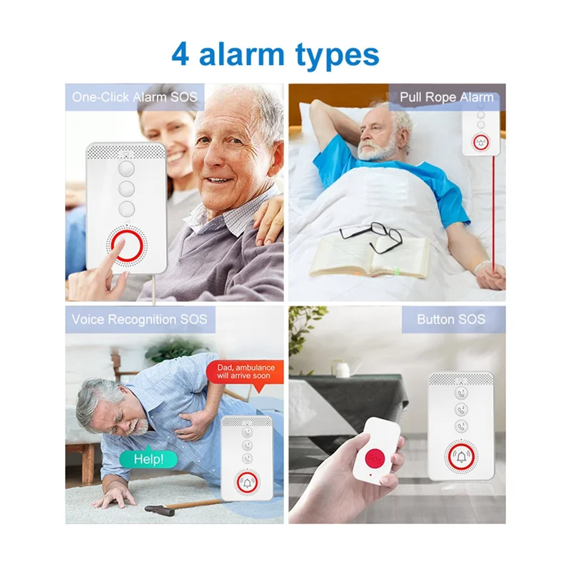 Emergency Help Equipment 4G 433MHZ SOS Timely Rescue Home  Nursing Home Retirement Home EU Plug-Y47A