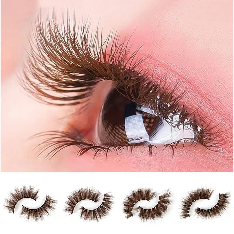 1 Pair 3D Brown Eyelashes Multi-style Reusable Mink Eyelashes European Style Thick Curly Lashes Makeup Tools Accessories