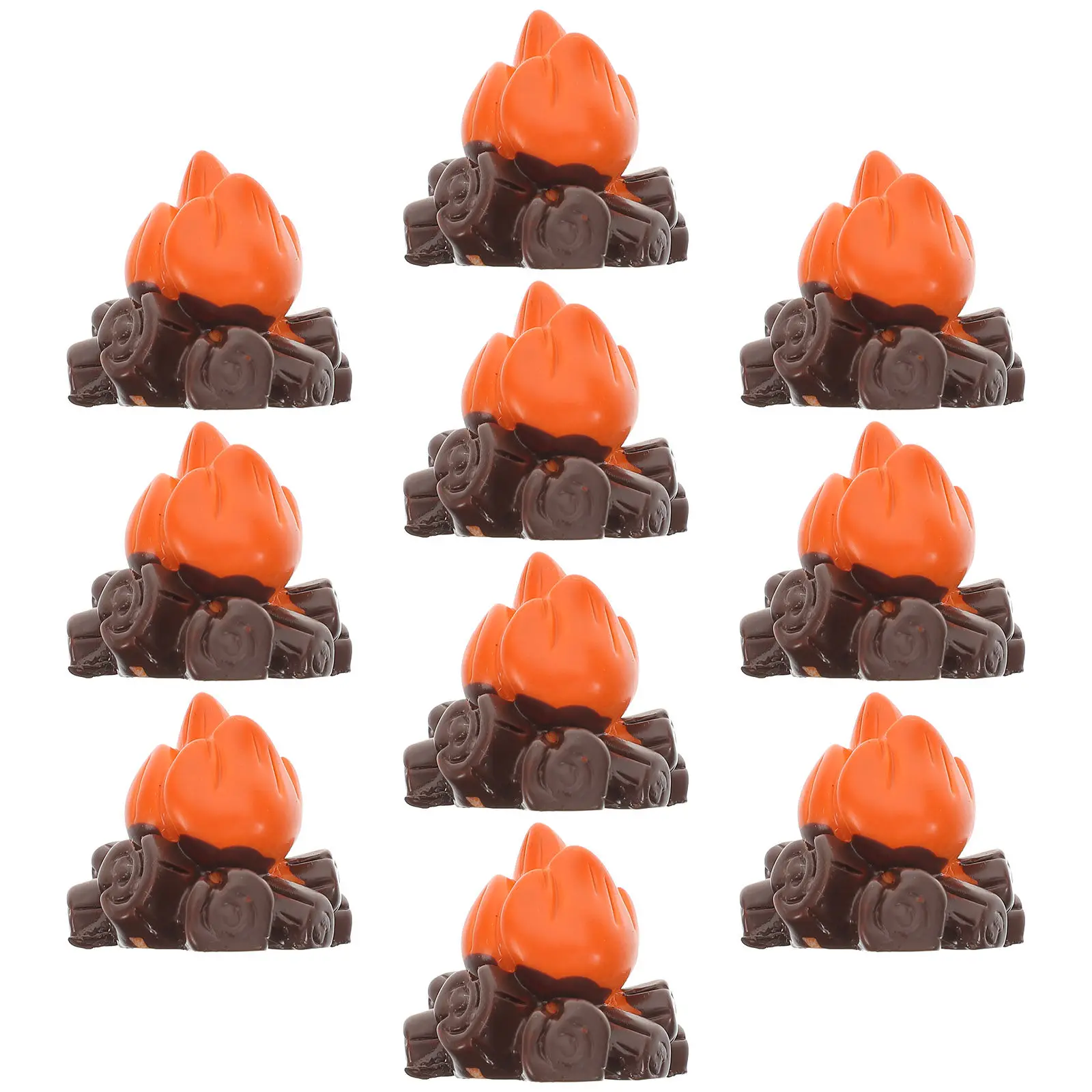 10Pcs Resin Micro Fake Fire Models Safe Smooth Surface Kids Creative Play Educational Development Camping Theme Decoration