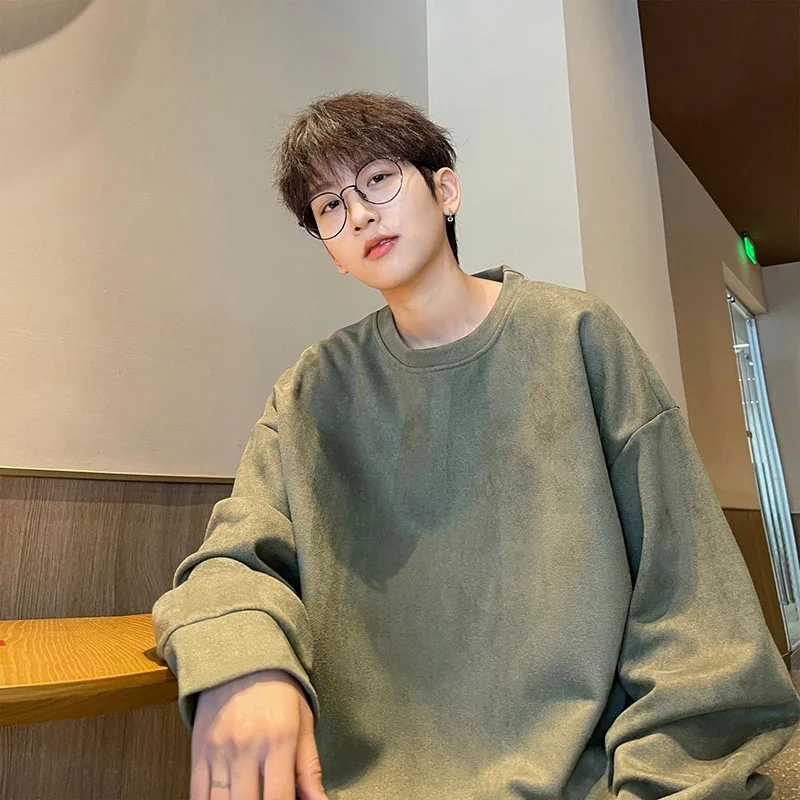 

Fashion O-Neck Solid Color Loose Casual Sweatshirts Men's Clothin 2023 Autumn Winter Oversized All-match Tops Korean Sweatshirts