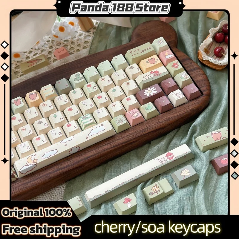 Bear Forest Themed Keycaps 150 Keys Soa/Cherry Profile Pbt Thermal Sublimation Personality Mechanical Keyboard Story Toy Keycaps