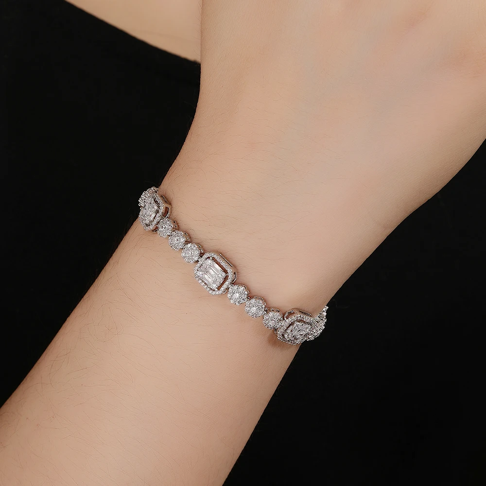 

JEWEL Trendy Popular Bridal Wedding Bangle AAA Cubic Zirconia Full Crystal Elegant Women Jewelry Accessories High Quality Gift