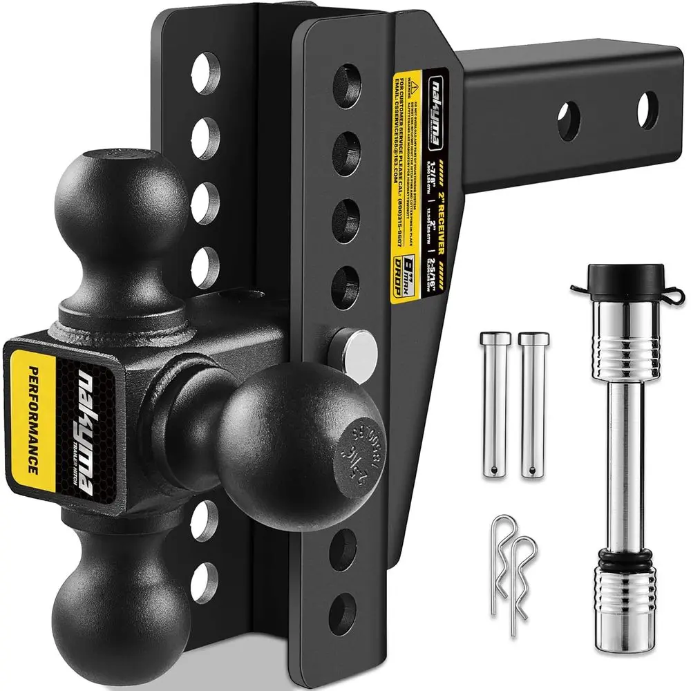 

8-капельный сцеп для прицепа с тройным шаром для 2 приемников, GTW до 16500 фунтов, двойные противоугонные замки