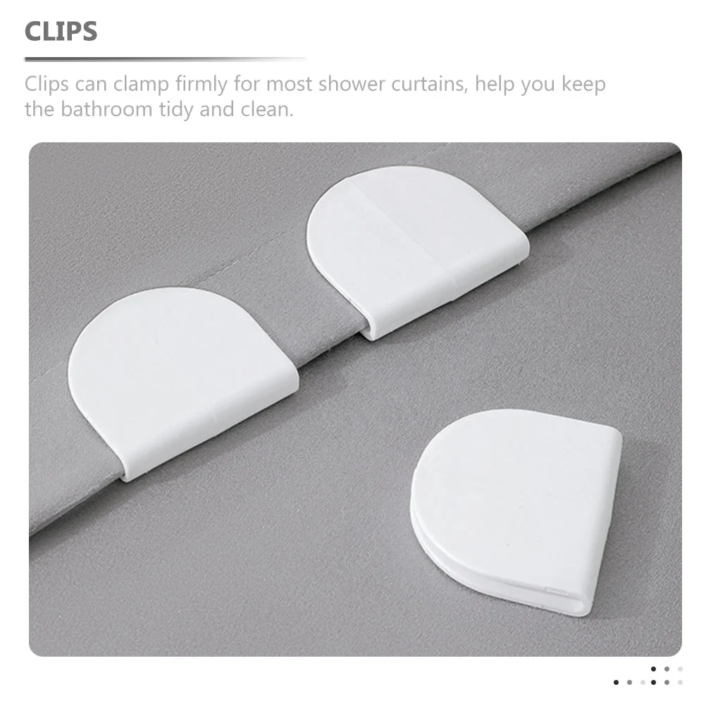 8 Pcs Shower Curtain Clip Liner Clips White Curtains Splash Proof Holder Splashproof Guard for Tub Abs Bathroom