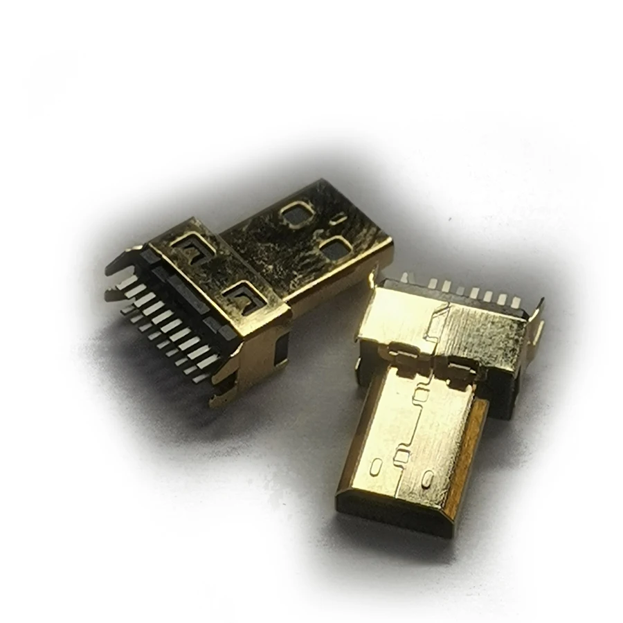 Imagem -02 - Conector de Plugue Macho Micro Hdmi Banhado a Ouro 19 Pinos 19p tipo d 100 Pcs por Lote