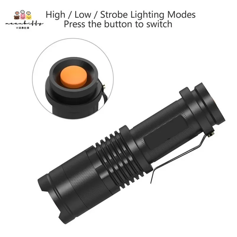 New Mini Flashlight Lumens CREE Q5 LED Torch AA/14500 Adjustable Zoom Focus Torch Lamp Penlight Waterproof for Outdoor