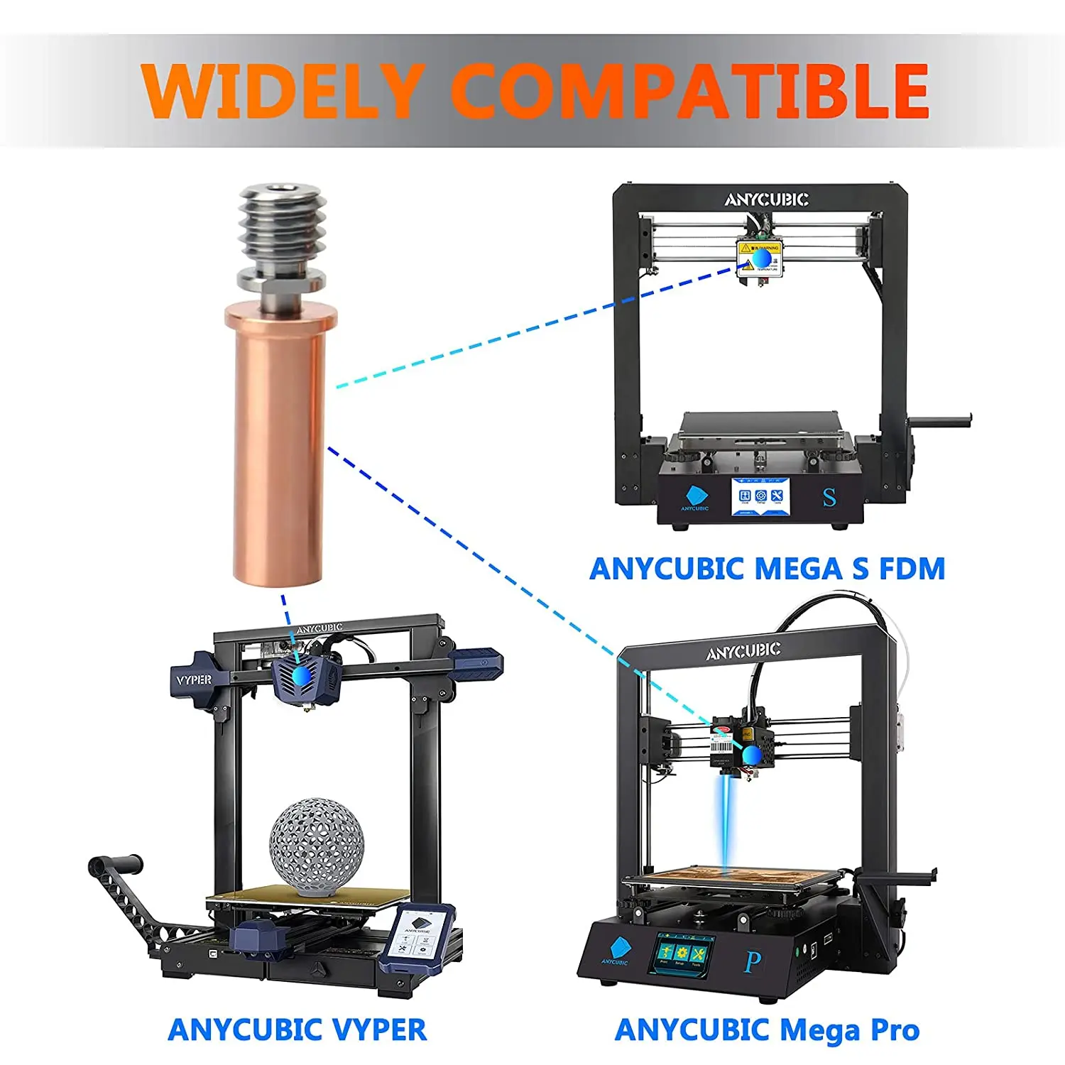 2PCS Bimetal V5 AC Heatbreak Upgrade Titanium & Copper Bi-Metal Heat Break for Anycubic Mega S/Vyper/Mega Pro 1.75MM Filament