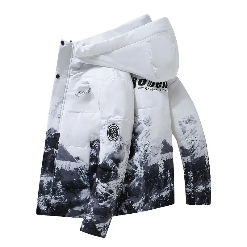 الرجال سنو ماونتن الأبيض بطة أسفل معاطف جديد الشتاء مقنعين سترات منتفخة غير رسمية عالية الجودة الذكور في الهواء الطلق يندبروف السترات الدافئة #2