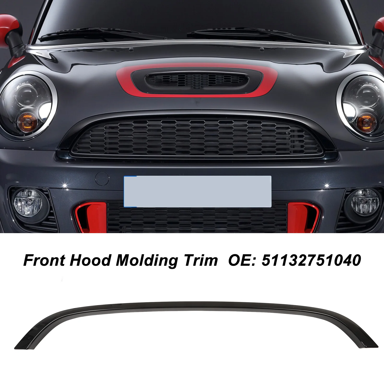 Upper Grille Surround Trim Hood Molding 51132751040 for Cooper R55 R56 R57 Base LCI R58 R59 S JCW Upper Grill Surround Trim