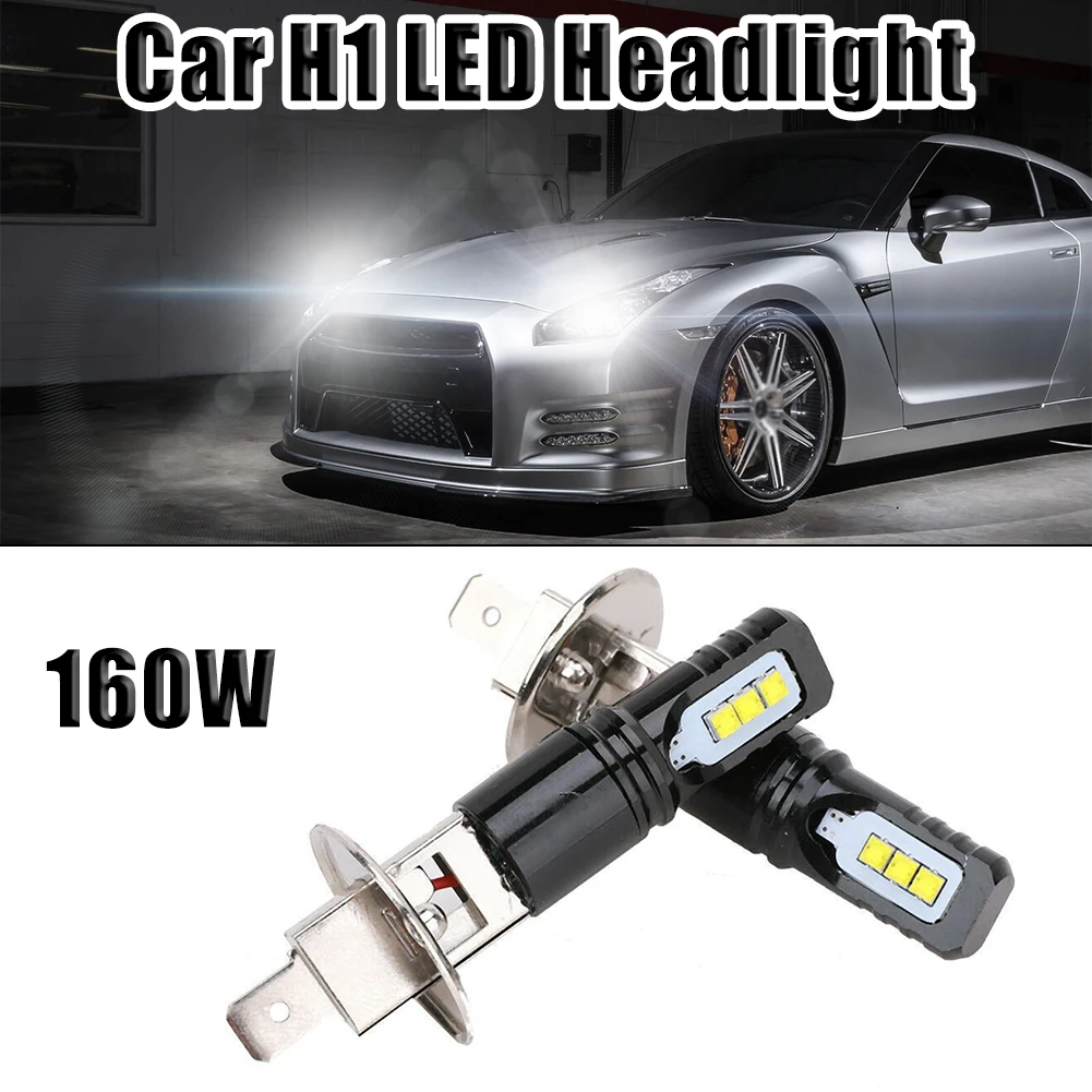 2pcs H1 LED Headlight 360 Degrees Daytime Running Lights Fog Lights High Beam With Projection Lenses Halogen Spotlight