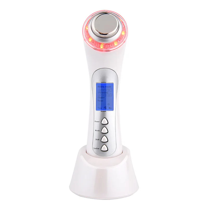 Ultrasonic High Frequency Massager Facial, Sistema de Renovação Da Pele, Beauty Care Tool, Ion LED Photon, Handheld Pessoal, 5 em 1