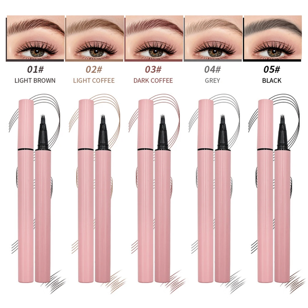 5-Farben-flüssiger Augenbrauenstift Private Label Wasserdicht Schnelltrocknend Langlebig Individuelles Logo Natürliches Make-up Großhandel Rosa Paket
