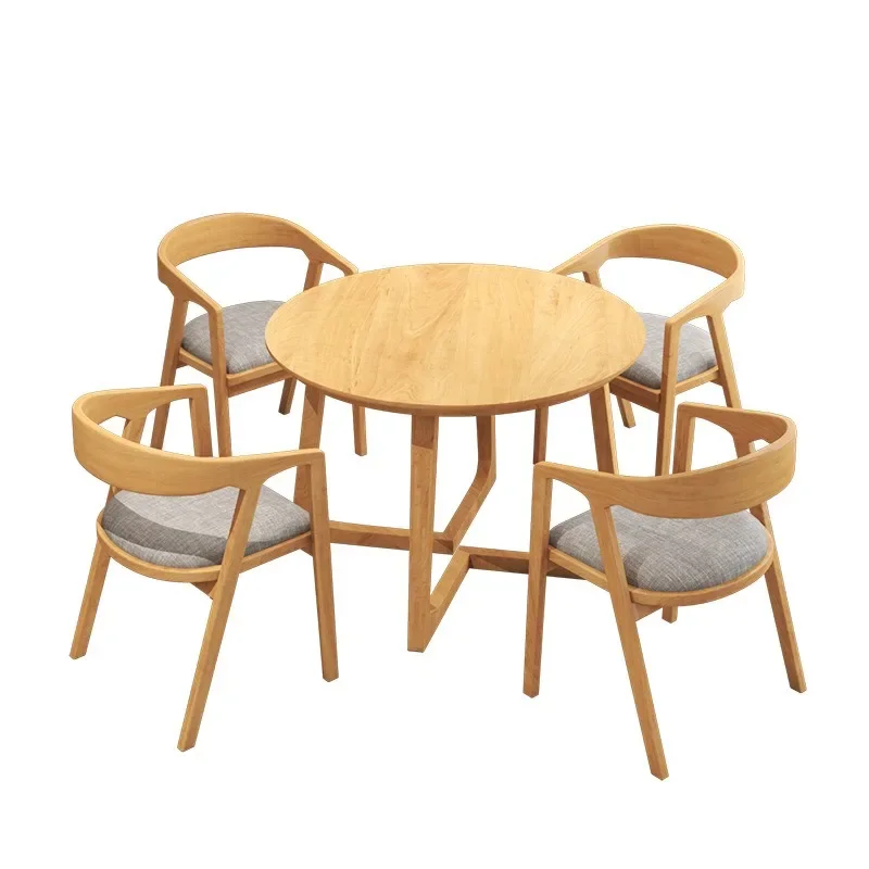 All solid wood ************ reading room round table simple log business reception negotiation