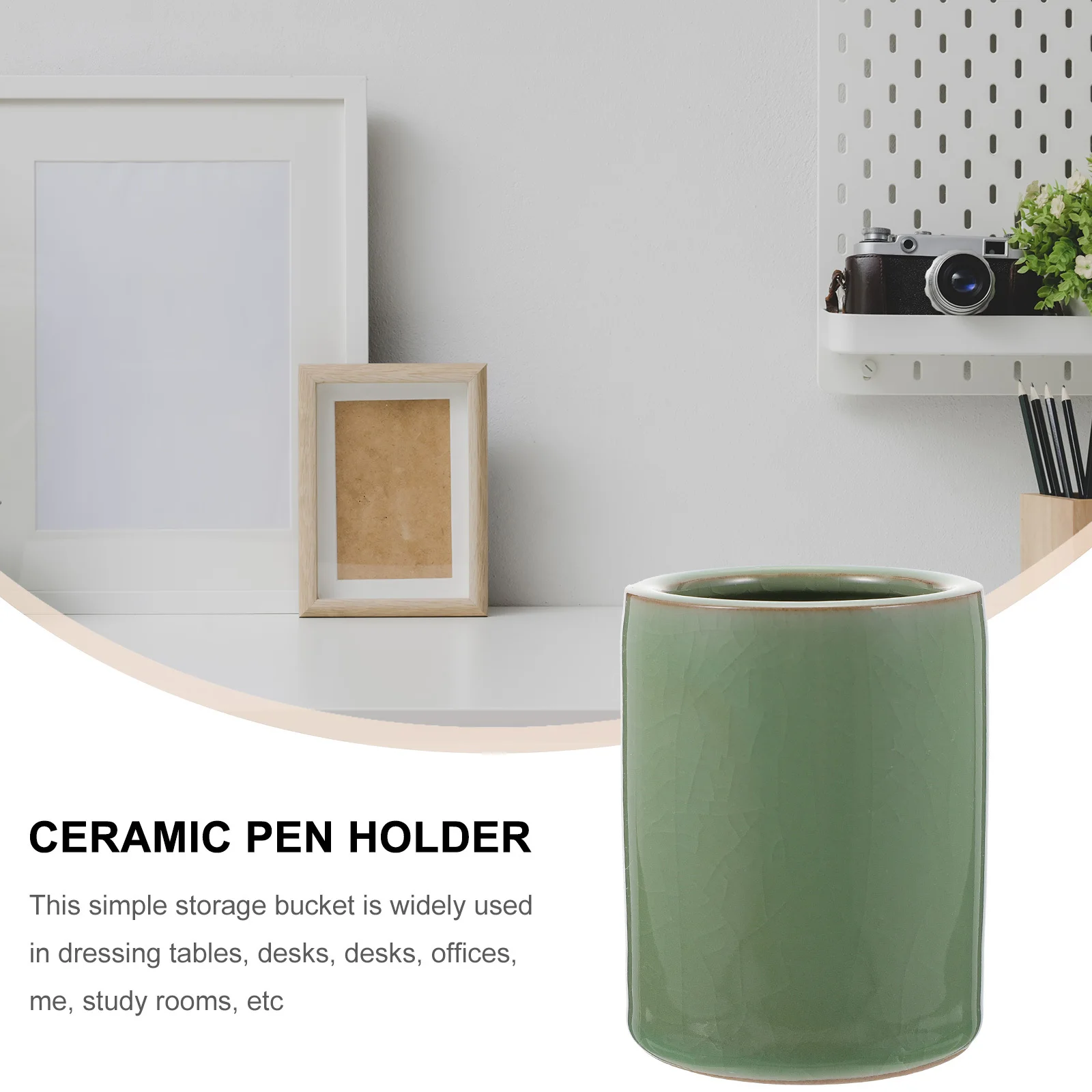 

1Pcs Ceramic Pen Holder Round Pencil Container Multifunctional Storage Jar for Office Study Makeup Ceramic Pen Holder