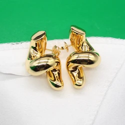 2024 Hot Designer Brand Gold Silver Irregular Twisted Top Quality Earring Women Europe Luxury Jewelry Party Trend