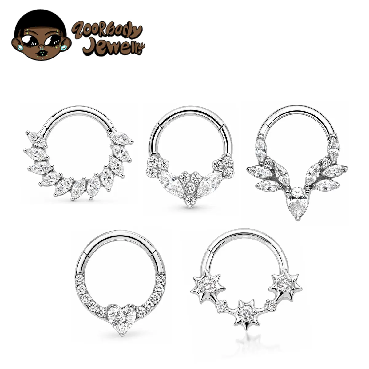 ZOOR ASTM F136 Titan Herz-Nasenring Piercing-Ohrringe 16G Septum Hinged Clicker Daith Tragus Helix Ohrring 2026 Neuer Schmuck