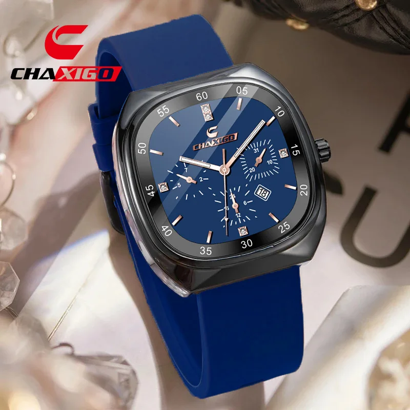 

Часы CHAXIGO, мужские и женские часы с силиконовой лентой, большие часы, кварцевые часы