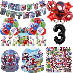 New Spidey And His Amazing Friends Birthday Party Decoration Aluminum Foil Balloon Disposable Tableware Spiderman Theme