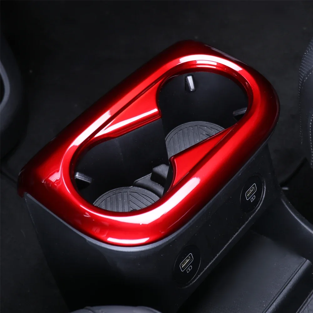 Red LHD RHD Front Water Cup Trim Frame Arm Rest Cup Holder Cover For Hyundai Aini Krypton 5 IONIQ 5 2022+